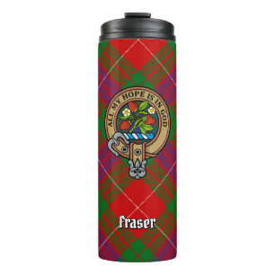 Clan Fraser Crest over Tartan Thermal Tumbler