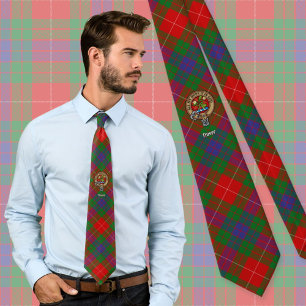 Clan Fraser Crest over Tartan Tie