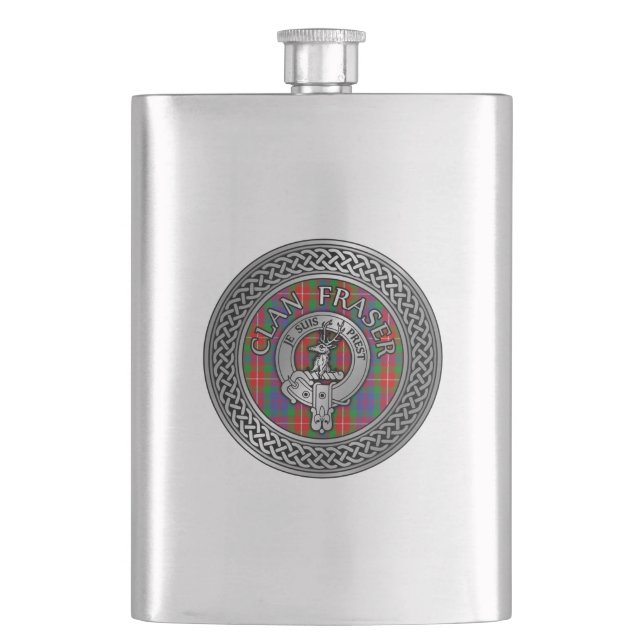 Clan Fraser Crest & Tartan Knot Flask (Front)