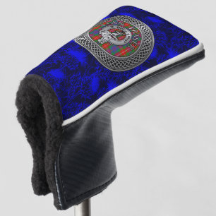 Clan Fraser Crest & Tartan Knot on Thistle Golf Head Cover