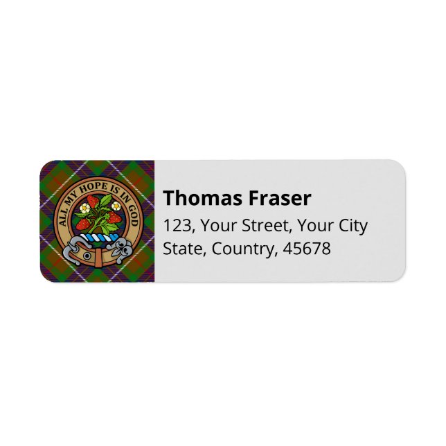 Clan Fraser Hunting Tartan Label Return Address Label (Front)