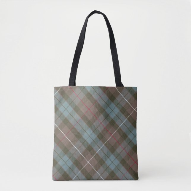 Clan Fraser Hunting Tartan Weathered - Rotated Tote Bag (Front)