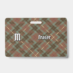 Clan Fraser Hunting Weathered Tartan Badge ID Badge