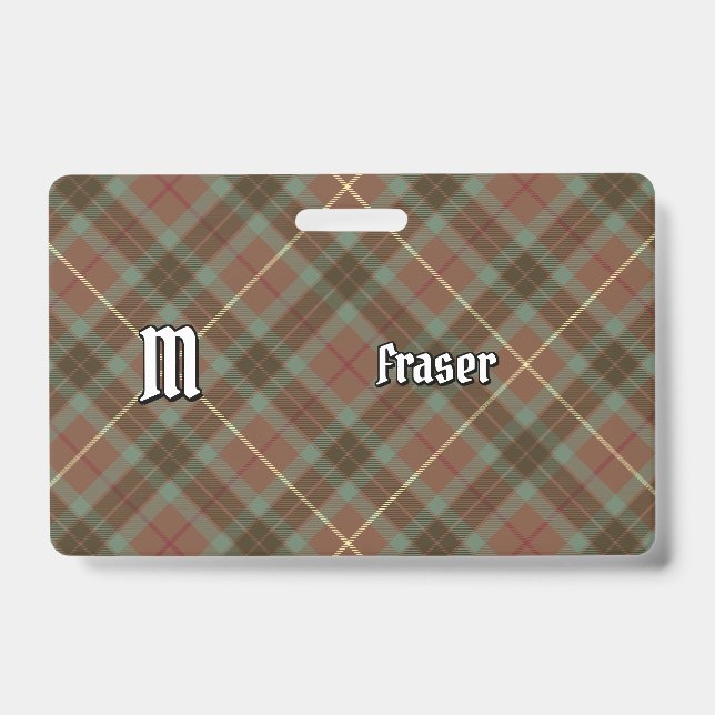 Clan Fraser Hunting Weathered Tartan Badge ID Badge (Front)