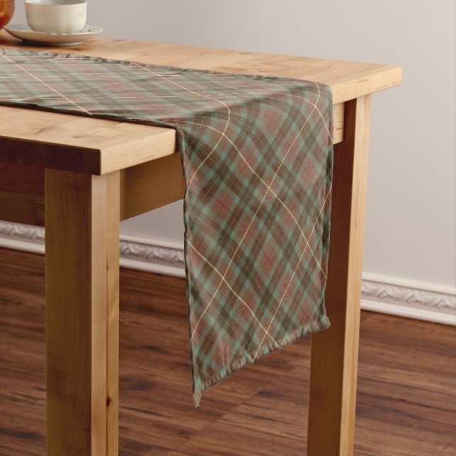 Clan Fraser Hunting Weathered Tartan Table Runner (In Situ)