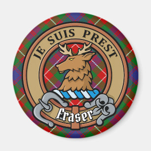 Clan Fraser of Lovat Crest over Tartan Magnet