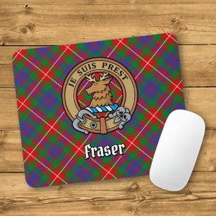 Clan Fraser of Lovat Crest over Tartan Mouse Pad