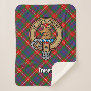Clan Fraser of Lovat Crest over Tartan Sherpa Blanket