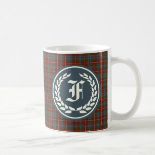 Clan Fraser of Lovat Reproduction Tartan Monogram Coffee Mug