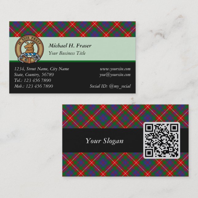 Clan Fraser of Lovat Tartan Business Card (Front/Back)