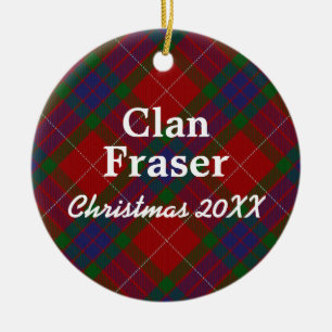 Clan Fraser Scottish Tartan Ceramic Ornament