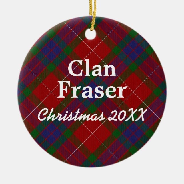 Clan Fraser Scottish Tartan Ceramic Ornament (Front)