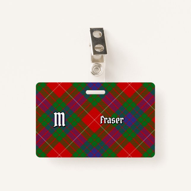 Clan Fraser Tartan Badge ID Badge (Front with Clip)
