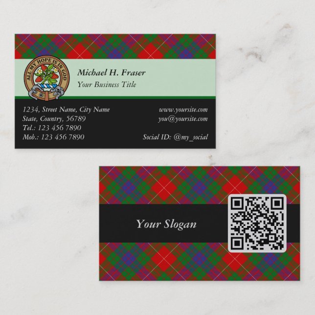 Clan Fraser Tartan Business Card (Front/Back)