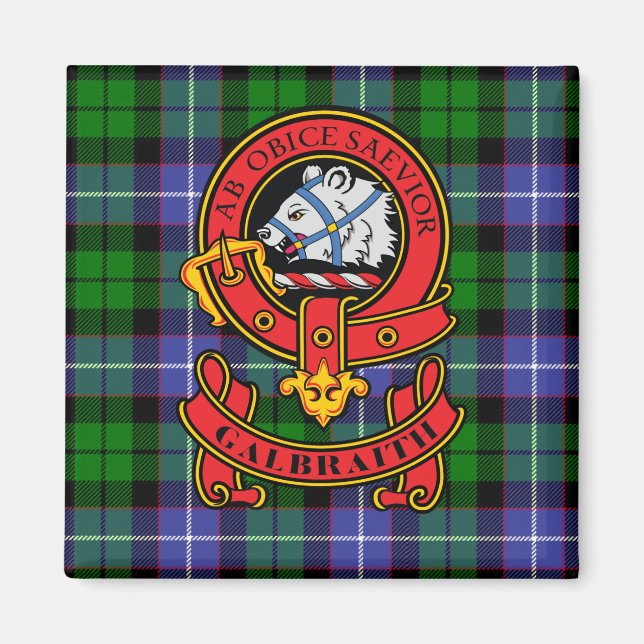Clan Galbraith Magnet with Crest and Tartan (Front)