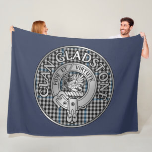 Clan Gladstone Crest & Tartan Fleece Blanket