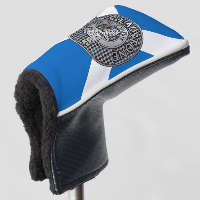 Clan Gladstone Crest & Tartan  Golf Head Cover (3/4 Front)