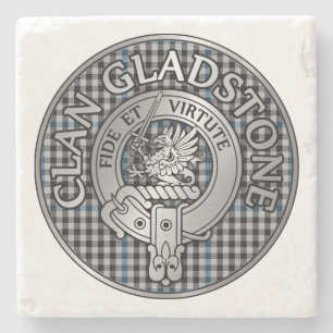 Clan Gladstone Crest & Tartan Stone Coaster