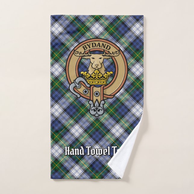 Clan Gordon Crest over Dress Tartan Bath Towel Set (Hand Towel)