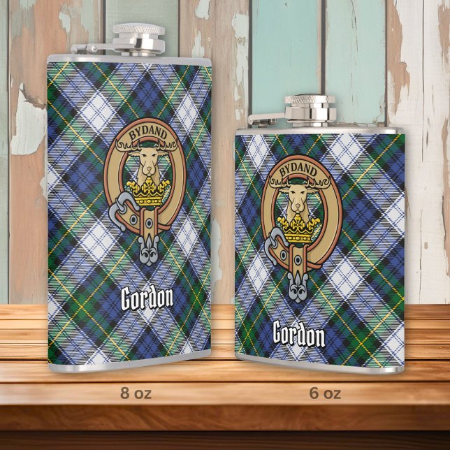 Clan Gordon Crest over Dress Tartan Hip Flask (Creator Uploaded)