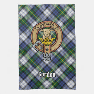 Clan Gordon Crest over Dress Tartan Kitchen Towel