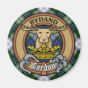 Clan Gordon Crest over Dress Tartan Magnet