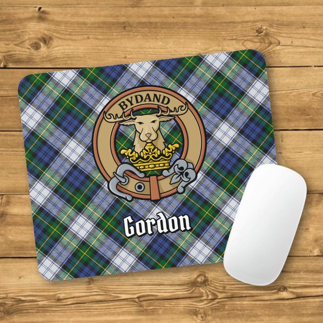 Clan Gordon Crest over Dress Tartan Mouse Pad (Creator Uploaded)