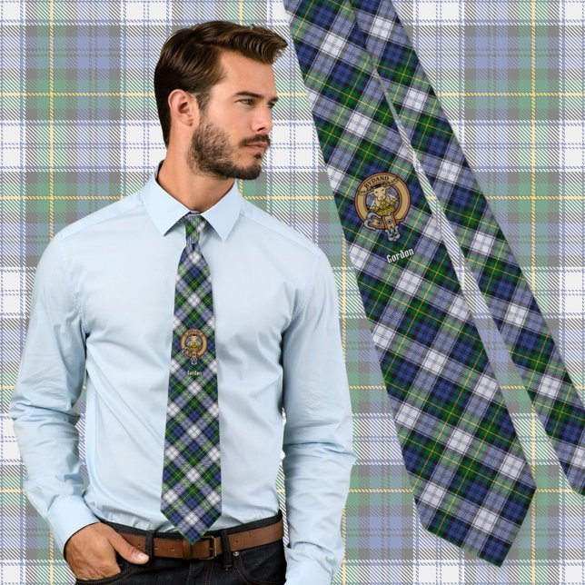 Clan Gordon Crest over Dress Tartan Tie (Creator Uploaded)