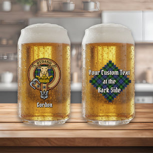 Clan Gordon Crest over Tartan Can Glass