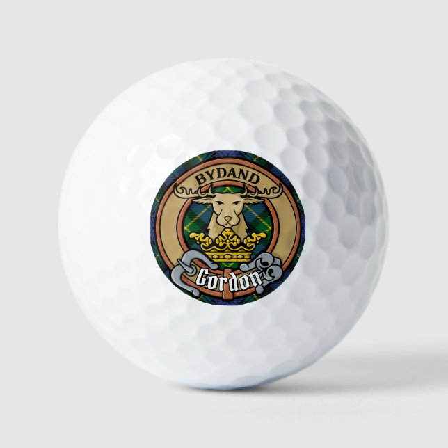 Clan Gordon Crest over Tartan Golf Balls (Front)