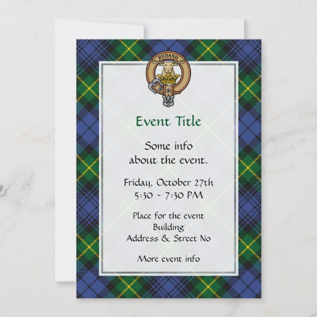 Clan Gordon Crest over Tartan Invitation (Front)