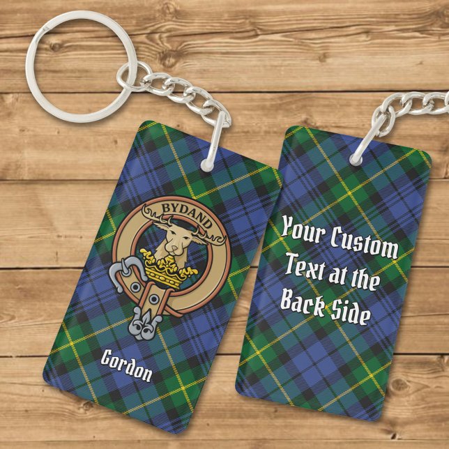 Clan Gordon Crest over Tartan Keychain (Creator Uploaded)
