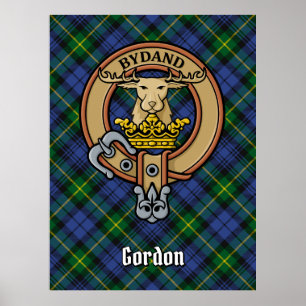 Clan Gordon Crest over Tartan Poster