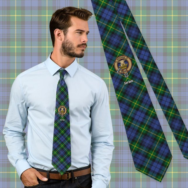 Clan Gordon Crest over Tartan Tie (Creator Uploaded)