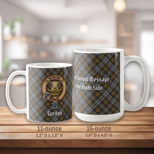 Clan Gordon Crest over Weathered Tartan Coffee Mug (Creator Uploaded)