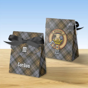 Clan Gordon Crest over Weathered Tartan Favour Box