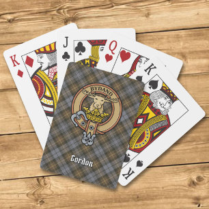 Clan Gordon Crest over Weathered Tartan Playing Cards