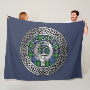 Clan Gordon Crest & Tartan Knot Fleece Blanket