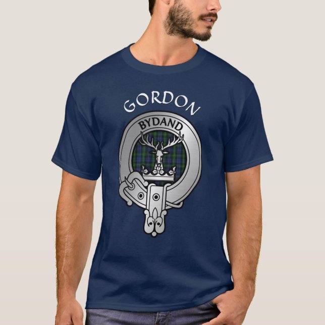 Clan Gordon Crest & Tartan T-Shirt (Front)