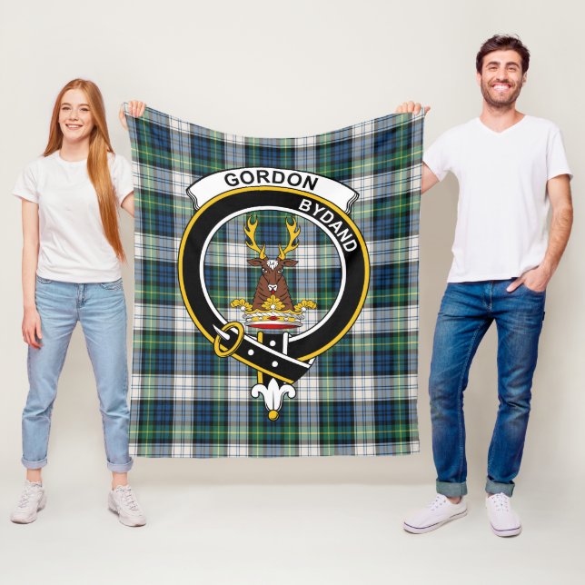 Clan Gordon Dress Ancient Tartan Plaid Fleece Blanket (In Situ)