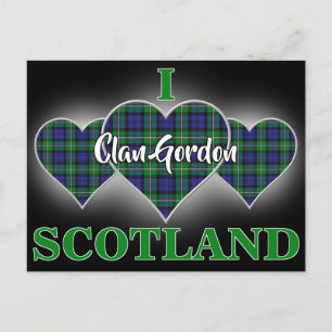Clan Gordon I Love Scotland Tartan Heart Postcard