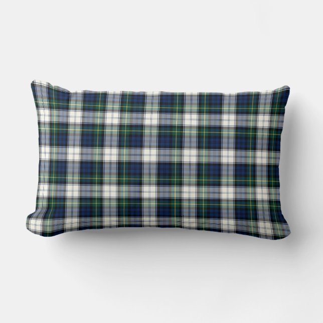 Clan Gordon Royal Blue and White Dress Tartan Lumbar Cushion (Front)