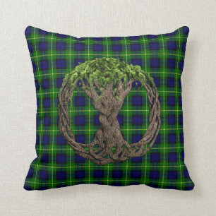 Clan Gordon Tartan And Celtic Tree Of Life Cushion
