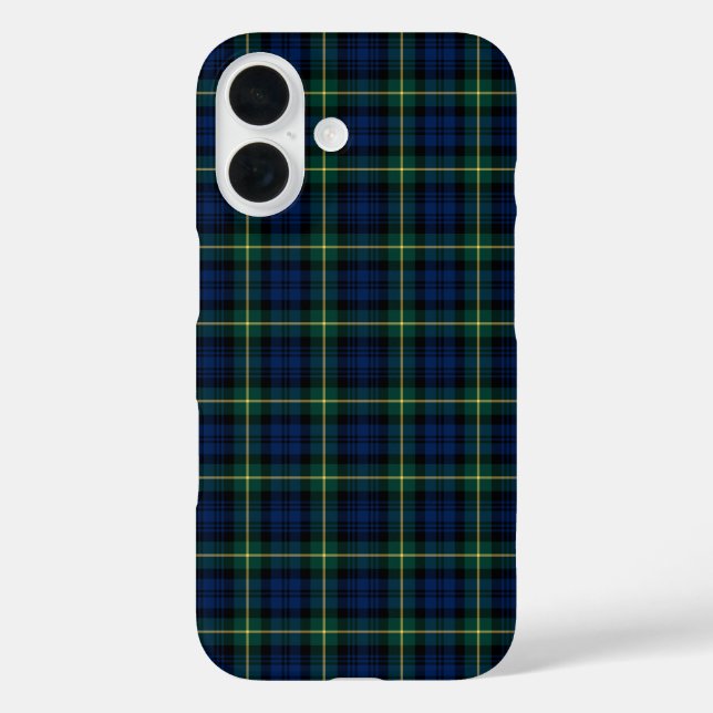 Clan Gordon Tartan Blue, Green, and Yellow Plaid Case-Mate iPhone Case (Back)