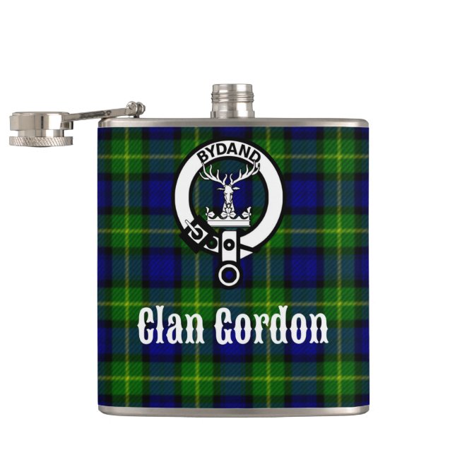 Clan Gordon Tartan Crest Hip Flask (Opened)