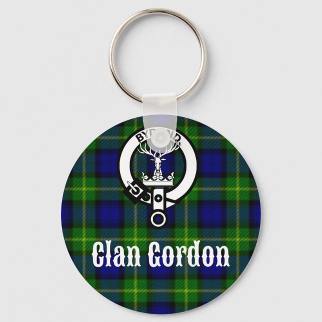 Clan Gordon Tartan Crest Key Ring (Front)