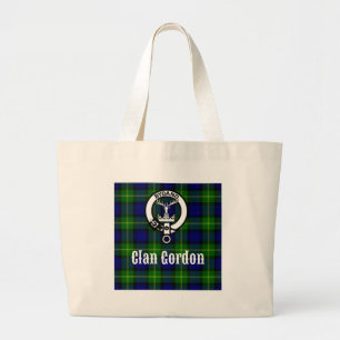 Clan Gordon Tartan Crest Large Tote Bag