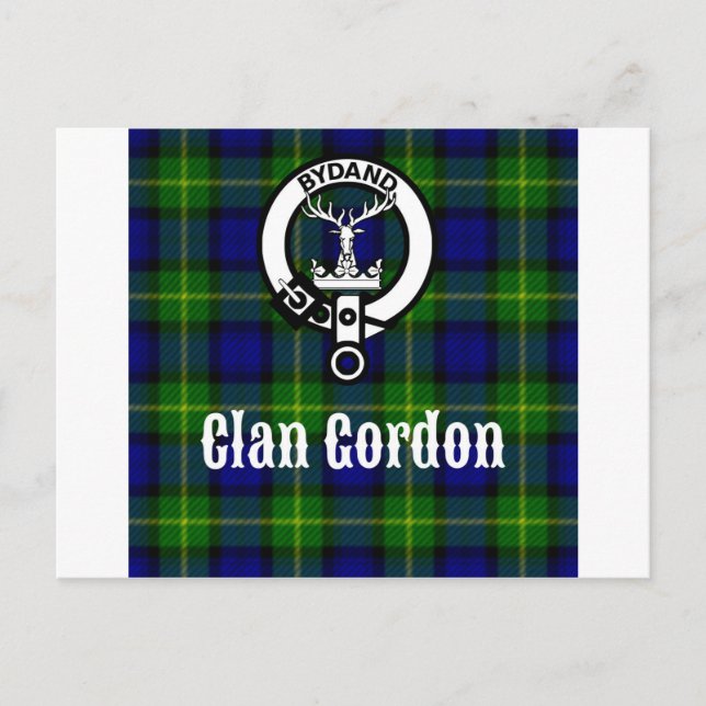 Clan Gordon Tartan Crest Postcard (Front)