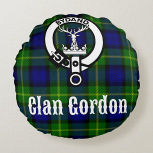 Clan Gordon Tartan Crest Round Cushion