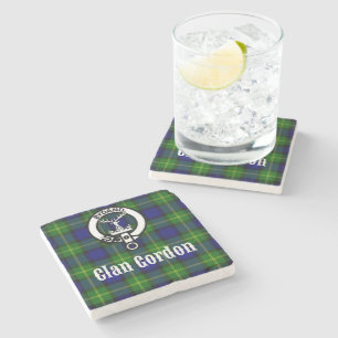 Clan Gordon Tartan Crest Stone Coaster